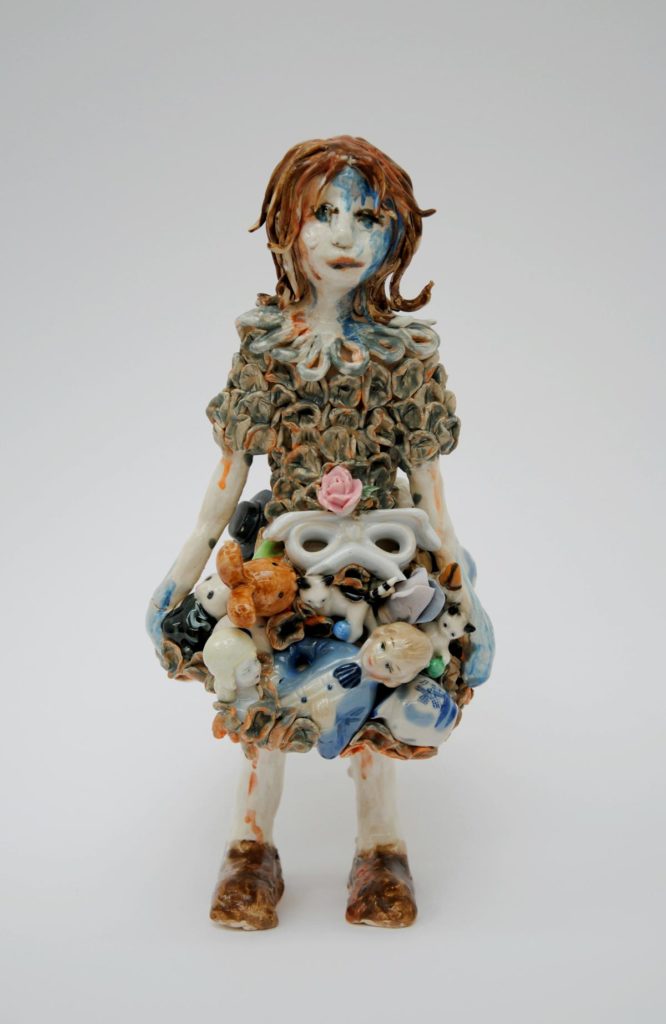 Marlene – Height 29 cm, glazed ceramic, found objects of porcelain, 2010