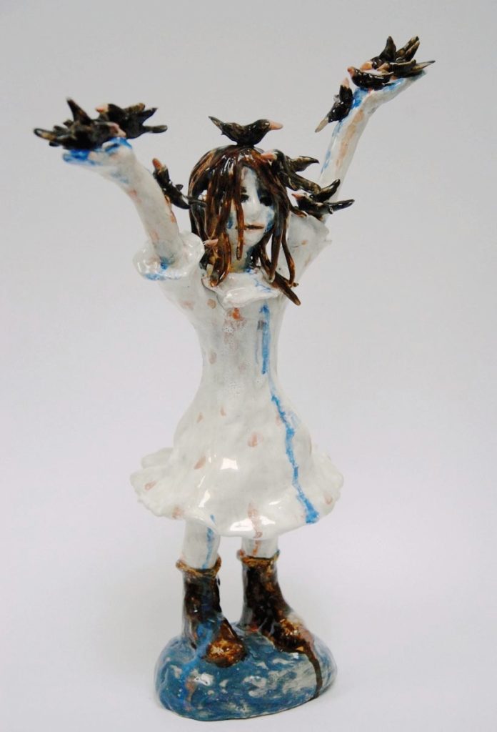 Vogelmädchen – 37 x 27 x 14 cm, glazed ceramic, 2017