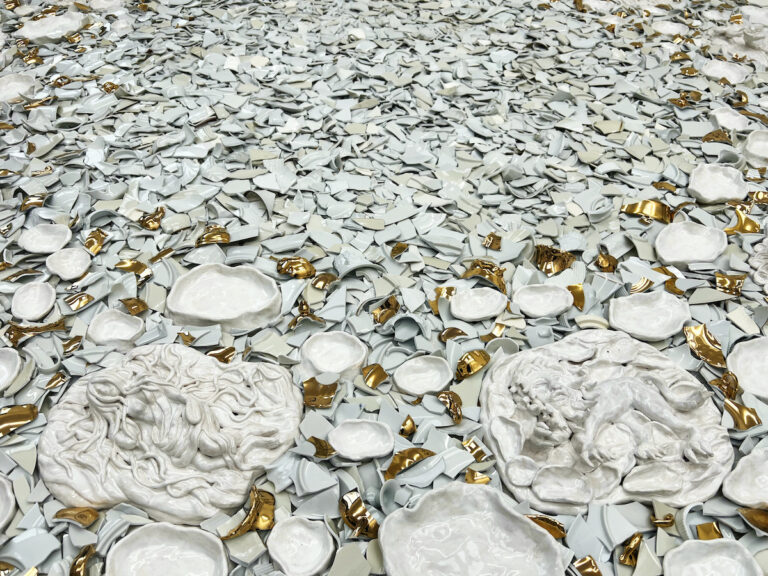 Deepmoon, glazed ceramic, porcelain shards, 300cm, 2024-2025